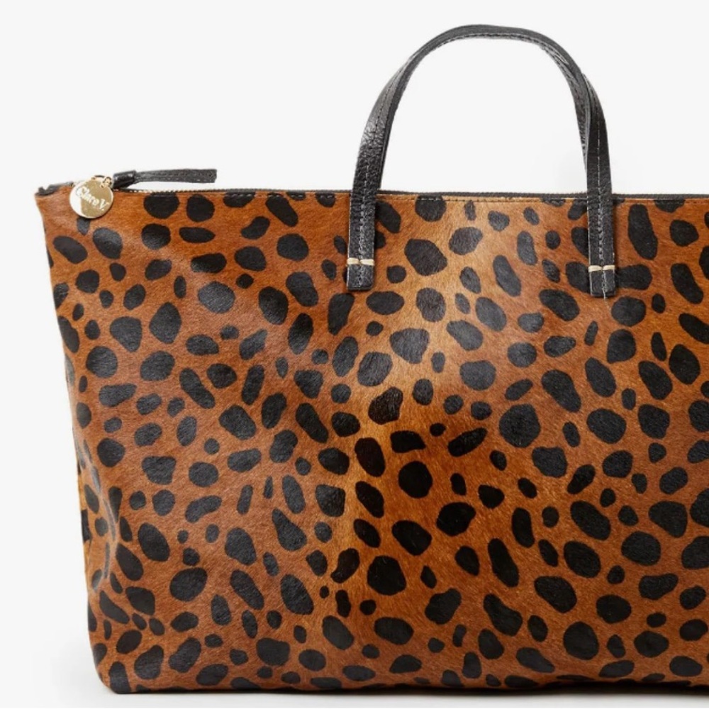 Clare V Attache Leopard Print Pony Hair Tote